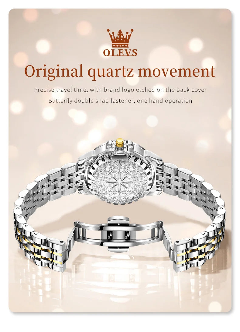 OLEVS 9931X Womens Perfume Watch Rhombic Quartz Watch Stainless Steel Waterproof Ladies Date Watch Gifts Original Elegant New