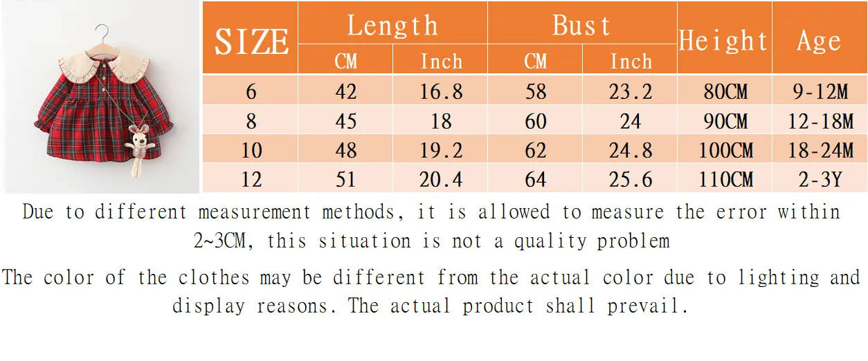 Spring and Autumn New Baby Girls Long Sleeve Dress Academy Style Checkered Children's Clothing+Rabbit Bag (9 Months-3 Years Old)