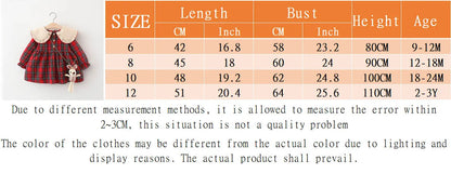 Spring and Autumn New Baby Girls Long Sleeve Dress Academy Style Checkered Children's Clothing+Rabbit Bag (9 Months-3 Years Old)