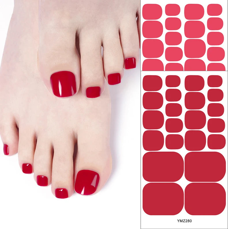 Toe Nail Sticker Wraps Adhesive Decals Toenail Polish Strips DIY Foot Decals Manicure Women Solid Color Full Cover Foot Stickers