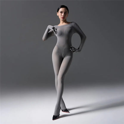 Sexy Cosplay Maid Tights Unisex Close Open Crotch Shaping Seamless Bodysuits Five Finger Gloves Jumpsuits Leotard Bodystocking Badiee Stylez