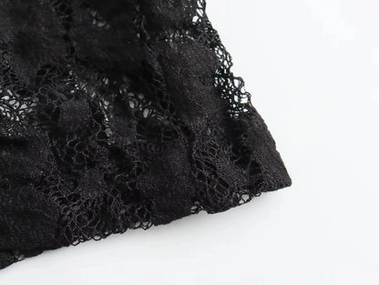 TRAFZA Summer Lace Jumpsuits For Women Fashion New Long Sleeves Hollow Out Slim Onesies Female Chic Wild Women's Bodysuits