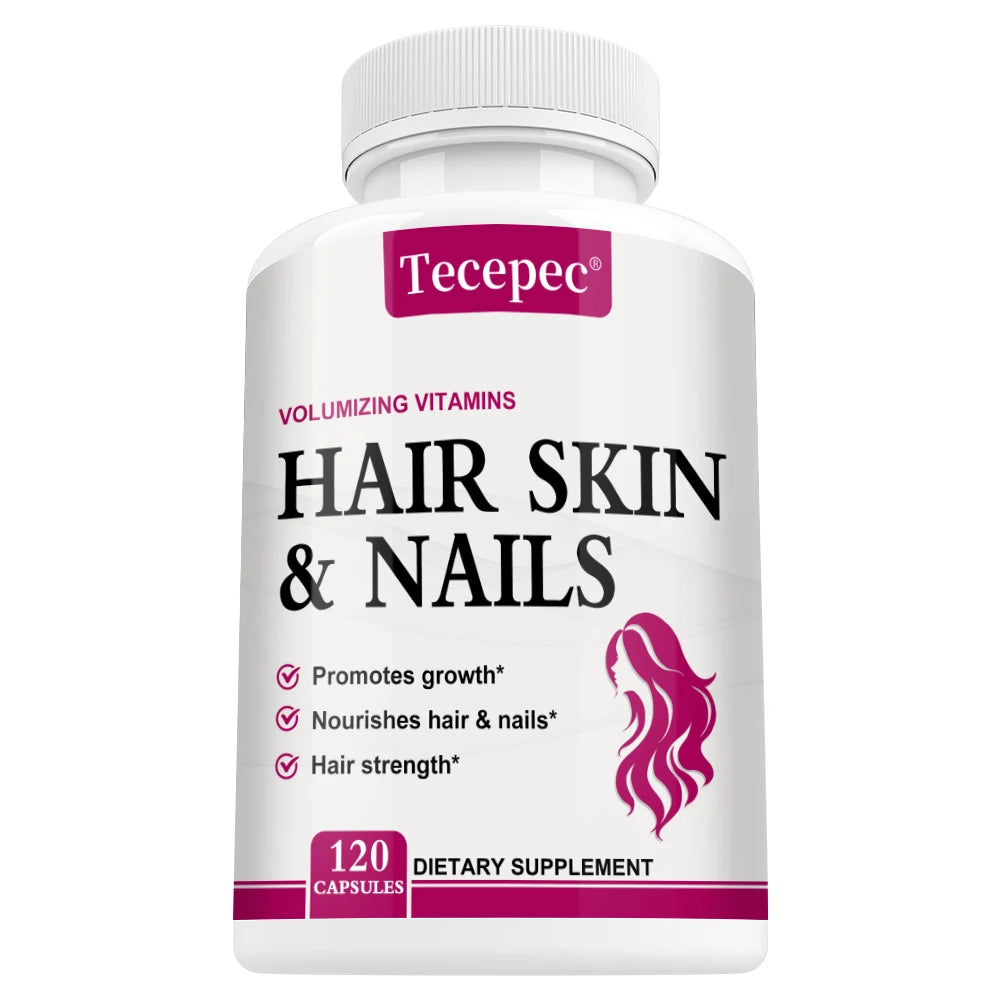Hair Skin & Nails Vitamin Capsules - with Biotin and Collagen, Nutritional Supplement for Men and Women, Non-GMO, Gluten-Free 120count United States