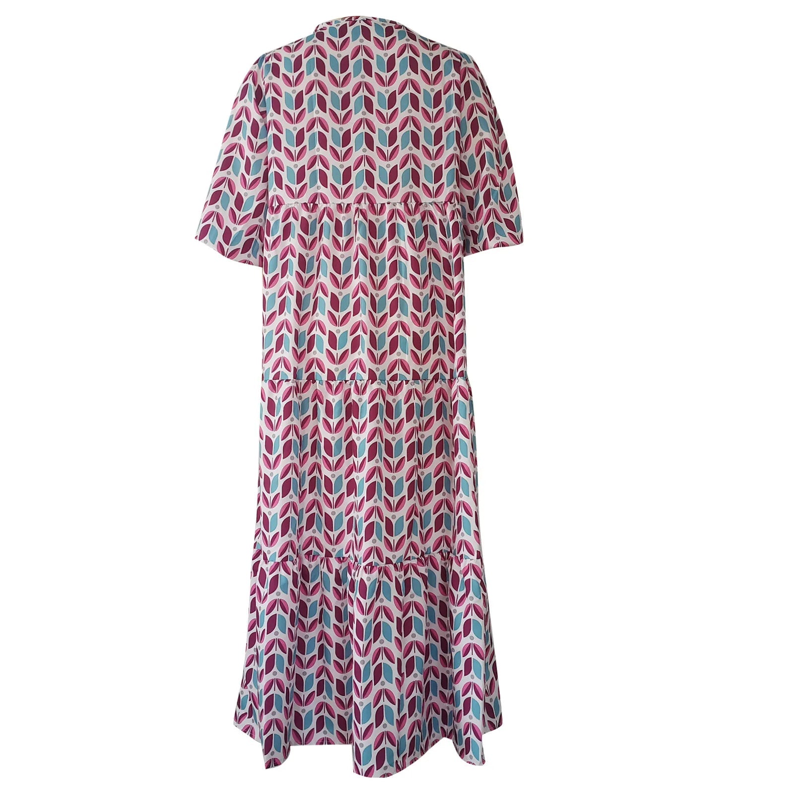 Puff Sleeve Boho Maxi Dress Elegant Women Summer 2022 Casual Floral Drawstring V-Neck Loose Holiday Beach Dresses Party Vestidos Badiee Stylez