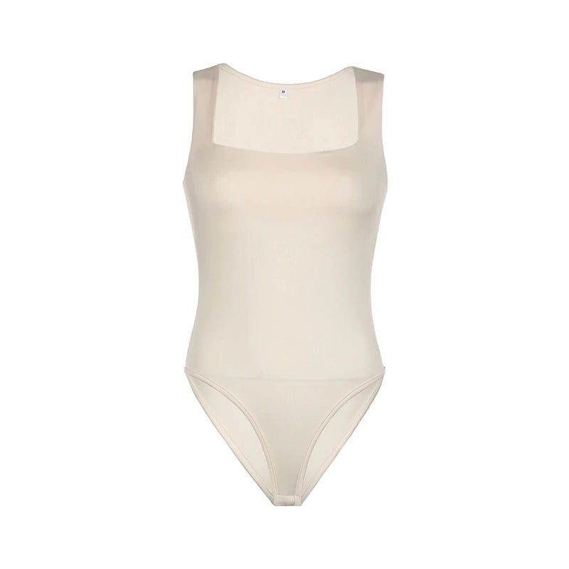 Darlingaga Casual Square Neck Fitness Summer Bodysuit Women Sleeveless Solid Basic One Piece Bodies Sporty Sexy Rompers Outfits