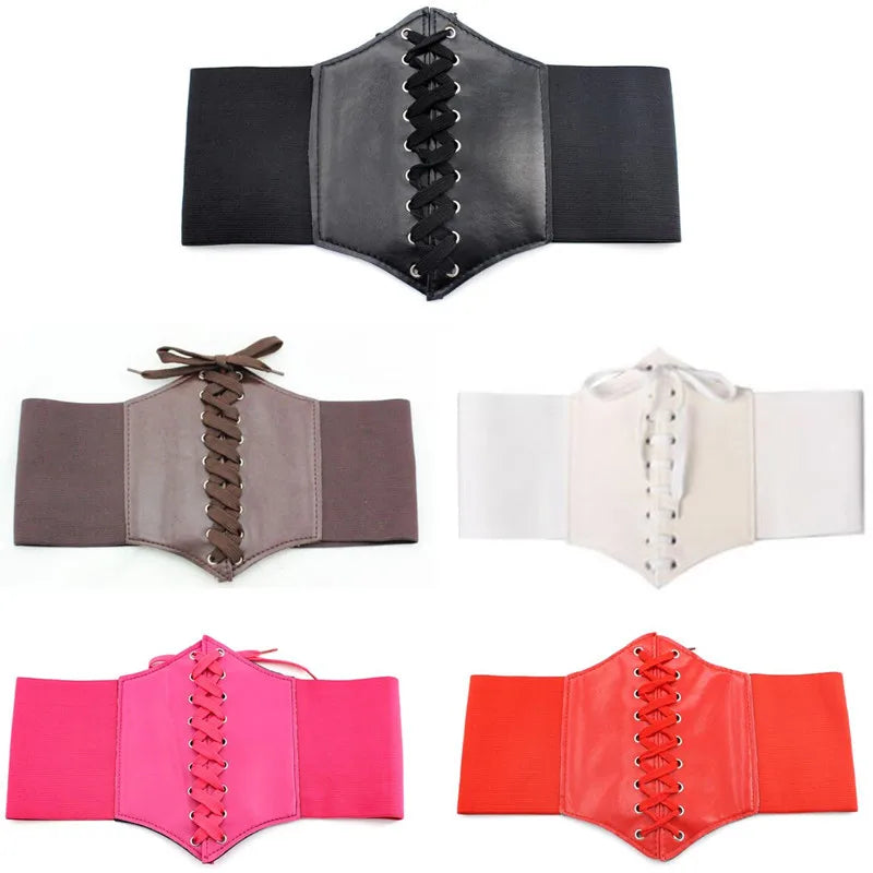 Fashion Women Corset Wide Belt Pu Leather Slimming Body Waistband Ladies Elastic High Waist Belt Gothic Dress Girdle Badiee Stylez