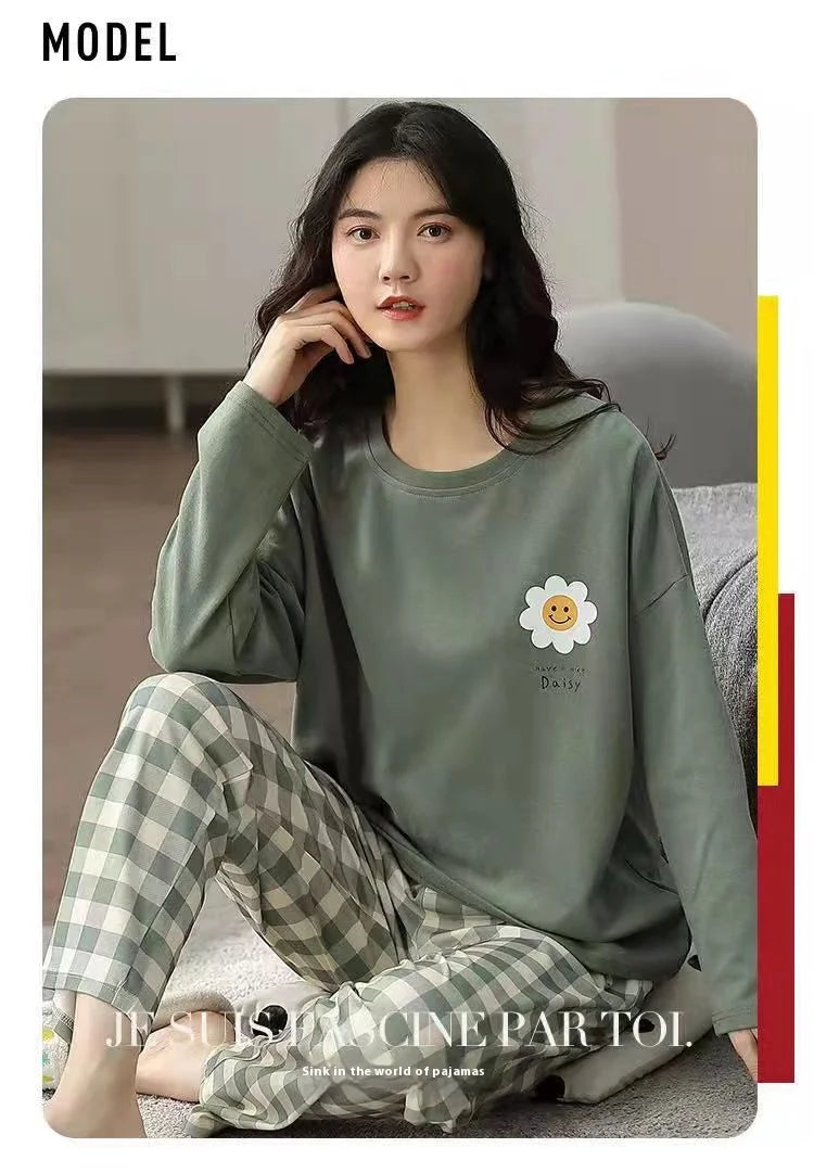 New Ladies Pajamas Loungewear Set Women's Spring and Autumn Style Long Sleeved Autumn Winter Loungewear Women's Plus Size Pajama