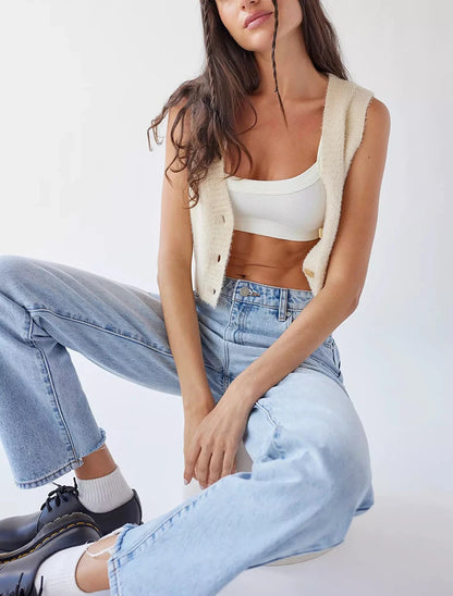 Women Sleeveless Crop Top Tank Tops Summer Sexy Casual Solid Color Streetwear Short Women's T-shirt Camisole Crop топ женский