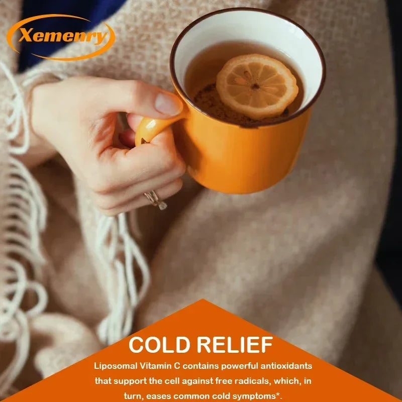 Vitamin C Capsules - Immune Support, for Cellular Energy Production, Improve Skin Brightening, Skin, Teeth & Heart Health