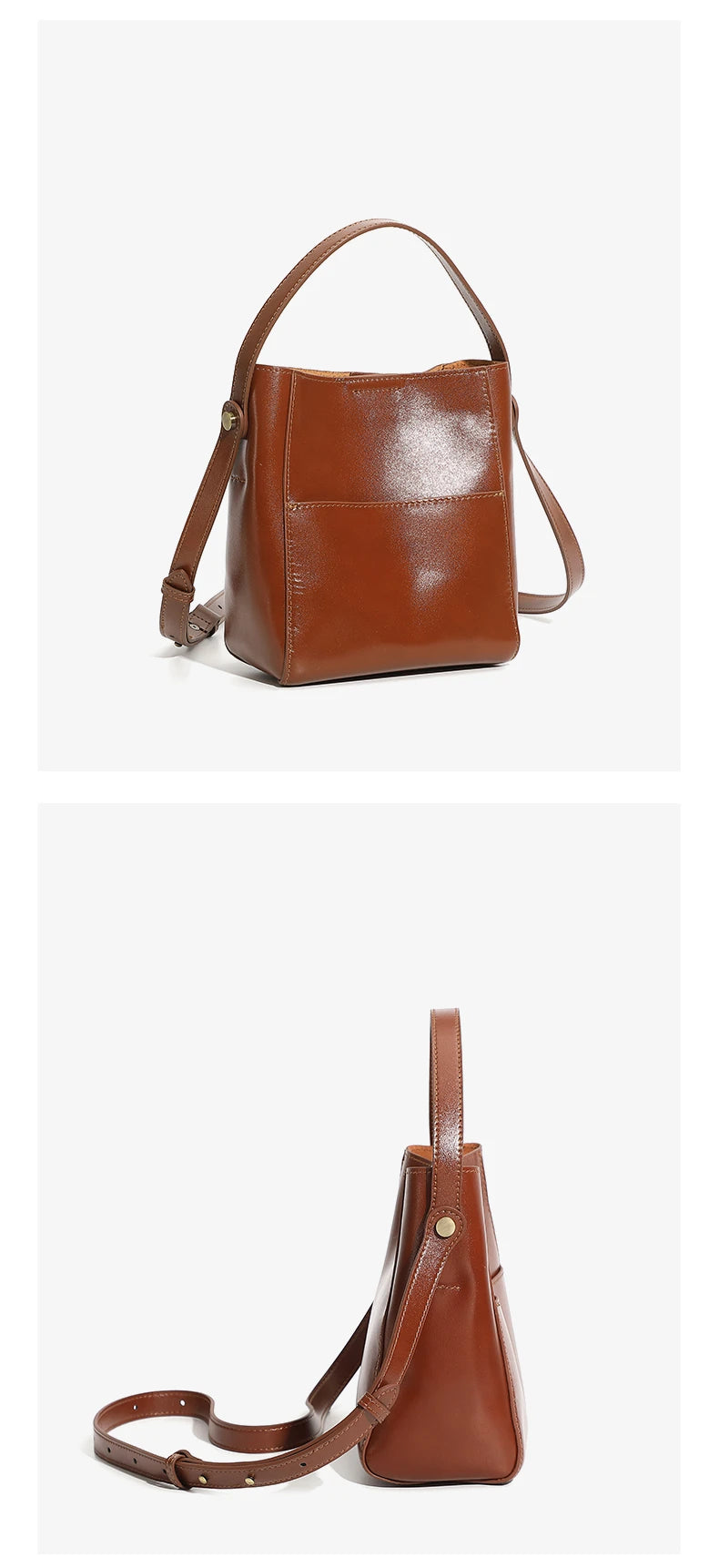 Toptrends Korean Style Bucket Genuine Leather Shoulder Bags For Women 2025 Luxury Designer Crossbody Purses Tote Ladies Handbags