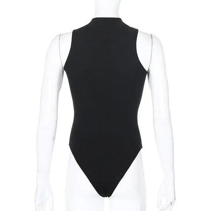 Harajuku Solid Jumpsuit Women Sleeveless Bodycon Sexy Black Body Tops Fashion Streetwear Vintage Y2k Gothic Bodysuits Clothing