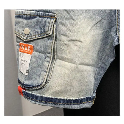 Summer 2023 New Luxury Men's Shorts Korean Style Streetwear Short Jeans with Designer Large Pockets Cargo Casual Denim Shorts