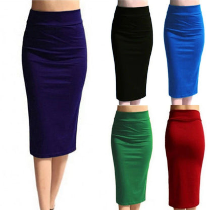 Women Skirt Bodycon Skirt Office Female Slim Knee Length High Waist Stretch Sexy Pencil Skirts Jupe Femme