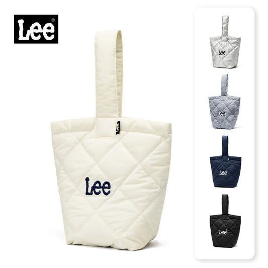 LEE Ladies Cute Design Puffer Bag Casual Soft Small Pink White Quilted Handbag Women Korean Style Down-filled Phone Bucket Bag