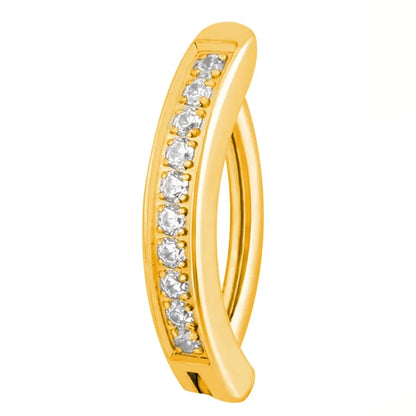 ASTM F136 Titanium PIERC Reverse Curved Clicker Navel Barbell Shiny CZ Sexy Belly Button Rings Bellybutton Sexy Piercing Jewelry TB-1266-Gold CHINA