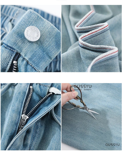 Summer Luxury Soft Cozy 100%Lyocell Fabric Woman Jeans Loose Wide Leg Elastic Waist Pants Fashion Casual Trousers Plus Length