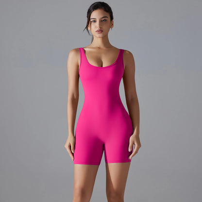 New V Back Scrunch Sports Jumpsuit Women Gym Rompers Sleeveless Sportswear Bodysuits Women Casual One-Piece Suit Yoga Clothing