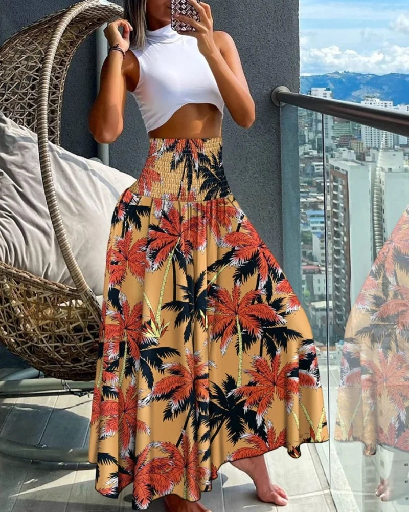 2024 Summer New Women's Leisure Loose Holiday Long Skirt Skirt Women Women's Cheap Clothing and Free Shipping Sales LOOSE