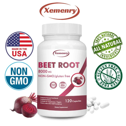 Organic Beetroot Capsules 8000 mg - Athletic Performance, Digestive and Heart Health Supplement