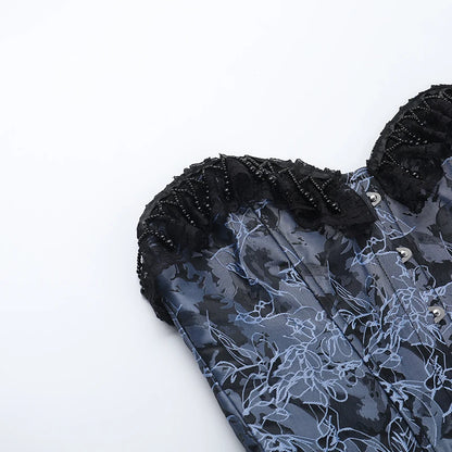 Goth Sexy Lace Corset Crop Tops Camis Y2K Harajuku Aesthetic Black Red Cross Basic Tank Top Summer Women Grunge Emo Streetwear