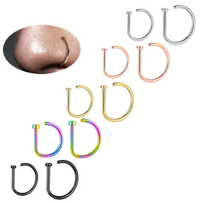1/3/5Pcs 316L Stainless Steel Fake Piercing Nose Rings for Women Men, D-Shape Septum Nose Ring Clip On Nose Piercing Jewelry Badiee Stylez