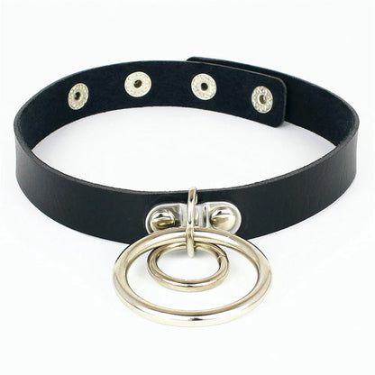 Harajuku Punk Rock Gothic Choker Necklace Women Sexy PU Leather Heart Lock Key Spike Collar Chocker Gothic Cosplay Accessories Badiee Stylez