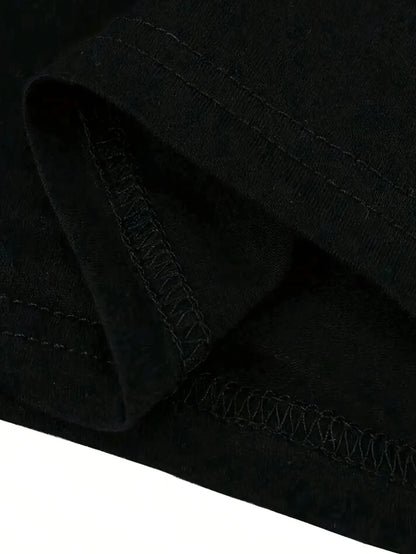 I Love My Boyfriend Print T-Shirt Casual Crew Neck Short Sleeve Crop Top for Summer Women's Clothing