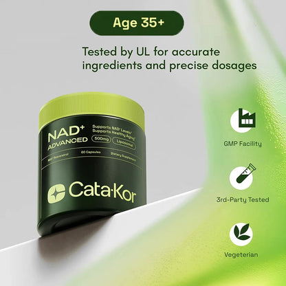 NAD+ ADVANCED 500mg - Food Supplement - NAD Supplement with Resveratrol Support Skin Health and Overall Energy - 60 Capsules