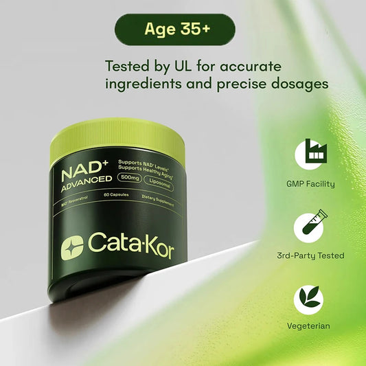 NAD+ ADVANCED 500mg - Food Supplement - NAD Supplement with Resveratrol Support Skin Health and Overall Energy - 60 Capsules
