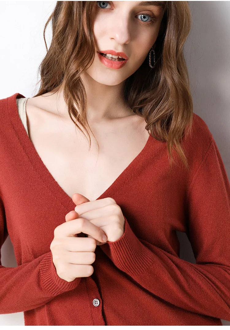 Women Cardigans 2025 Single Breasted Solid Knitted Shirt Spring Autumn Cardigan Korean Fashion V-neck Sweaters Knit Outerwear