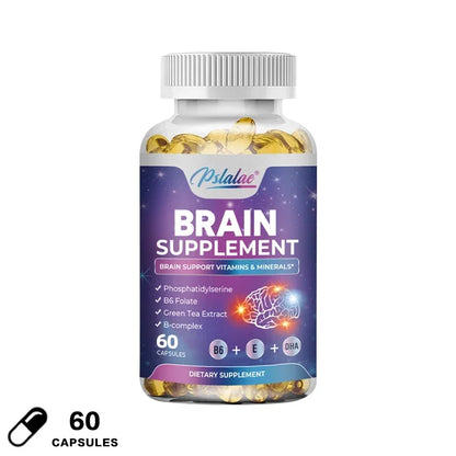 Brain Supplement - Contains B Vitamins To Support Brain Health, Improve Cognitive Function, and Enhance Memory and Concentration 60 Capsules