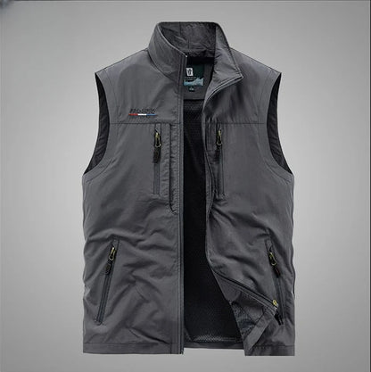 Men's Summer vest 2024 Thin Style Multi Pocket Waterproof Durable Large Size Casual Outdoor Travel Vest Men's Sleeveless Jacket
