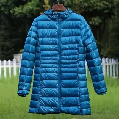 Plus Size 5XL 6XL 7XL Women's Hooded Puffer Jackets 2023 New Arrivals Female Ultra Lightweight Packable Warm Slim Fit Down Coat