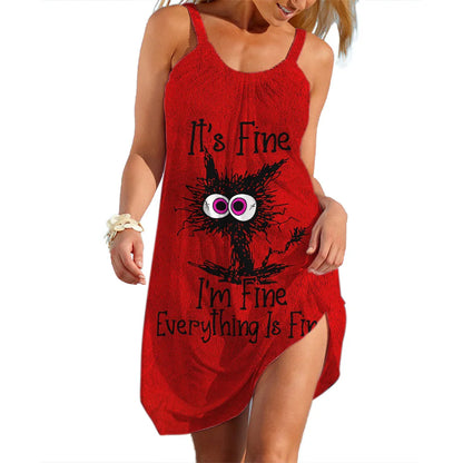 Lady Trend Streetwear Women's A-line Slip Dress Daily Soft Wear Woman Loose Dresses Summer Female Casual Cartoon Clothes Y2K DDQ-PLP07