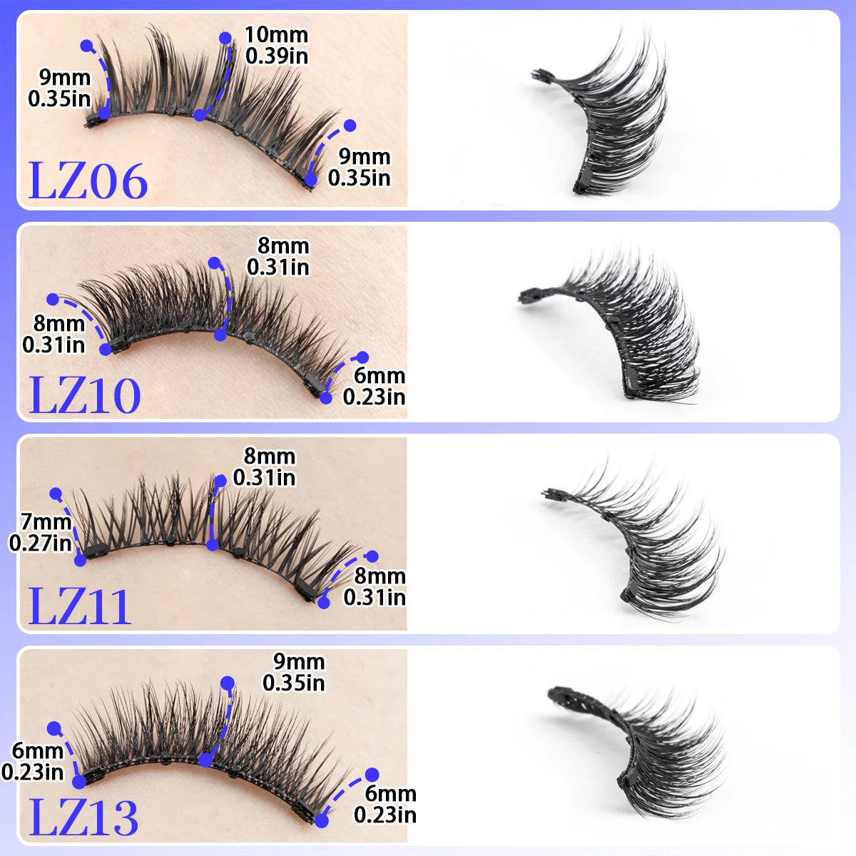 Hot Magnetic Eyelashes Set 1 Pair Reusable No Glue Needed False Eyelashes with Magnetic Tweezers Curly Faux Lashes Makeup Tool