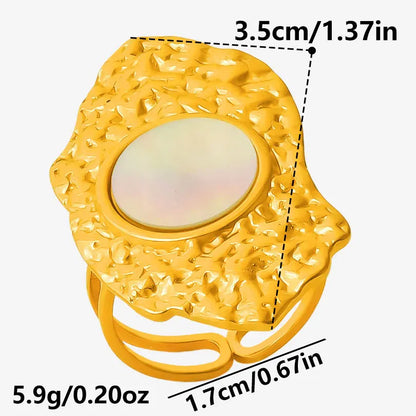 Sea Jewelry Shell Leaf Geometric Round Stainless Steel Rings For Women Men Accessories Open Adjustable Ring Beach Holiday Bagues