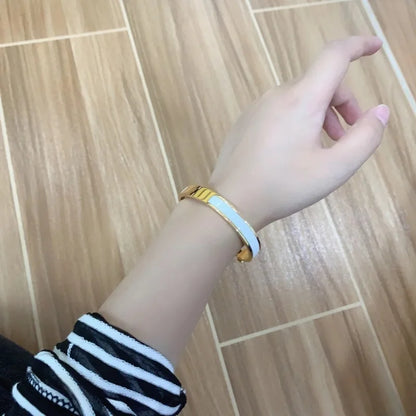 Luxury Fashion Stainless Steel Enamel Bracelet, Fashionable, Women's Festival Luxury, Colorful Jewelry Access 2025 Fashion