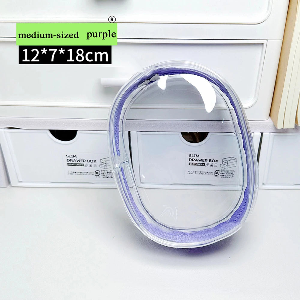 Transparent Outdoor Bag with Keychain Mystery Doll Display Storage Bags Dust-Proof Organizer Pouches Classic Doll Storage Bags purple M