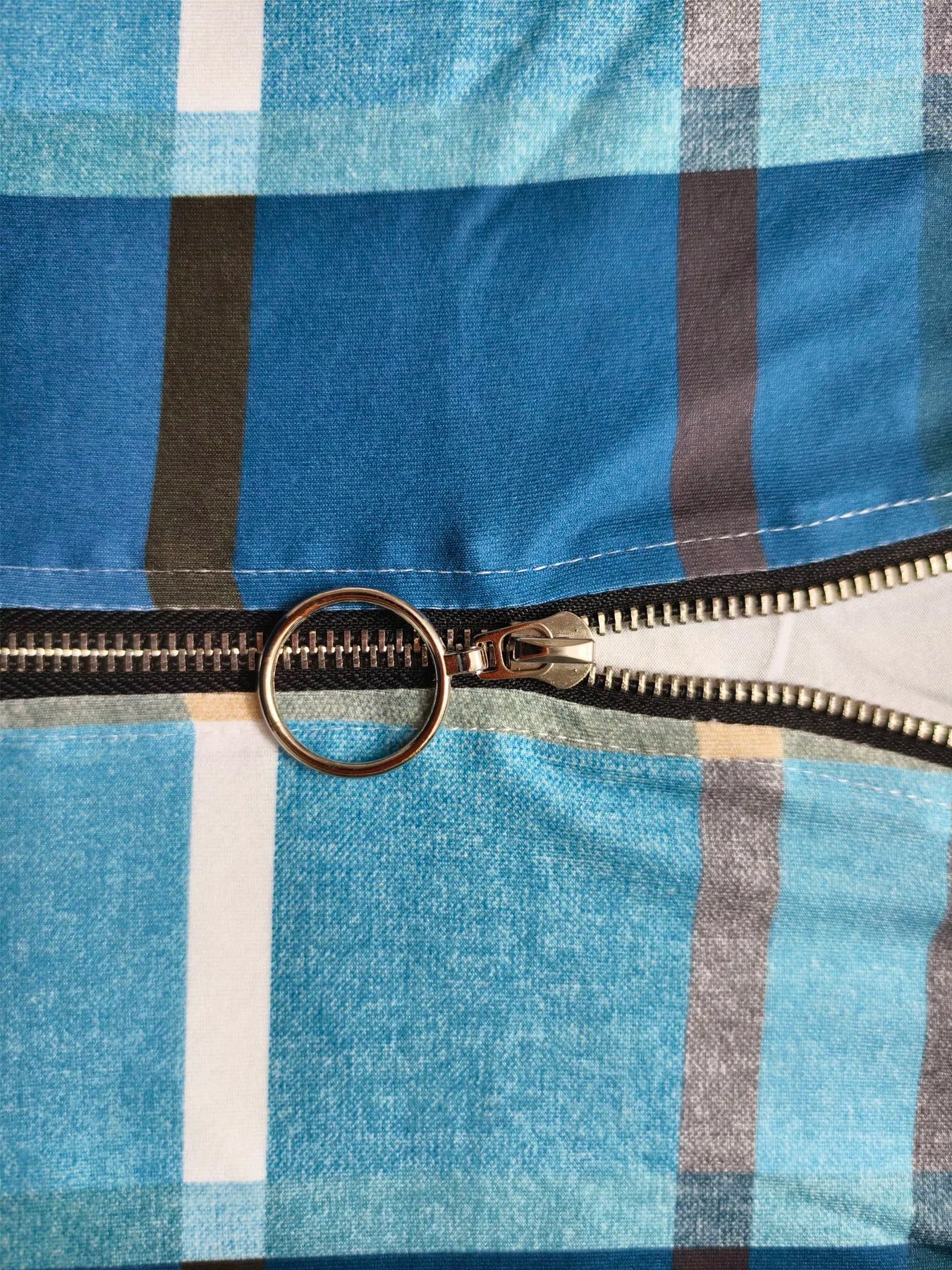 Plus Size Plaid Print T-Shirt Casual Cold Shoulder Half Zip Short Sleeve T-Shirt Women s Plus Size Clothing