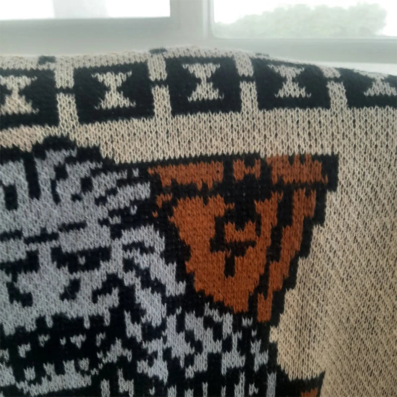 Fall/Winter y2k Portrait Printed Harajuku Sweater Fashion Men and Women Long Sleeves Coat Warm Gothic Ghost Pattern Sweaters