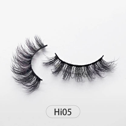 Dropshipping Reuseable Natural Long 12-15mm 3D Faux Mink Lashes Fluffy Volume False Eyelashes Cruelty Free Wispy Makeup Lashes Hi05 15mm CHINA
