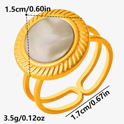 Sea Jewelry Shell Leaf Geometric Round Stainless Steel Rings For Women Men Accessories Open Adjustable Ring Beach Holiday Bagues
