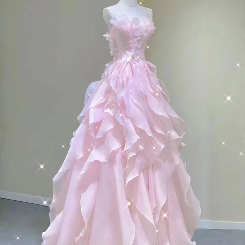 Pink Evening Dress Women's Light Luxury Banquet Toast Birthday Adult Badiee Stylez