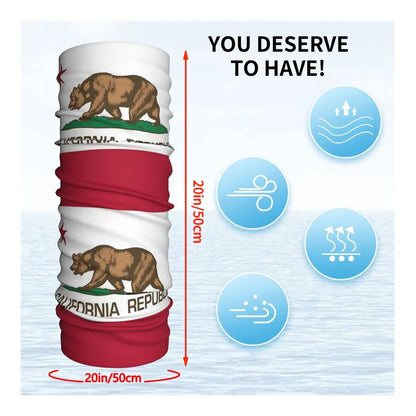 Flag Of California Thin Wrap Scarf Bandana Neck Gaiter Face Cover Headband