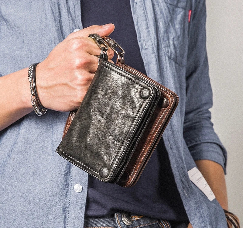 Vintage Genuine leather wallet Men leather long wallet men purse clutch bag male money clips zip around money bag card holder