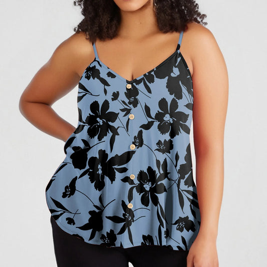 Plus size vest women's casual camisole top with adjustable shoulder straps v-neck sleeveless top fashion printed vest