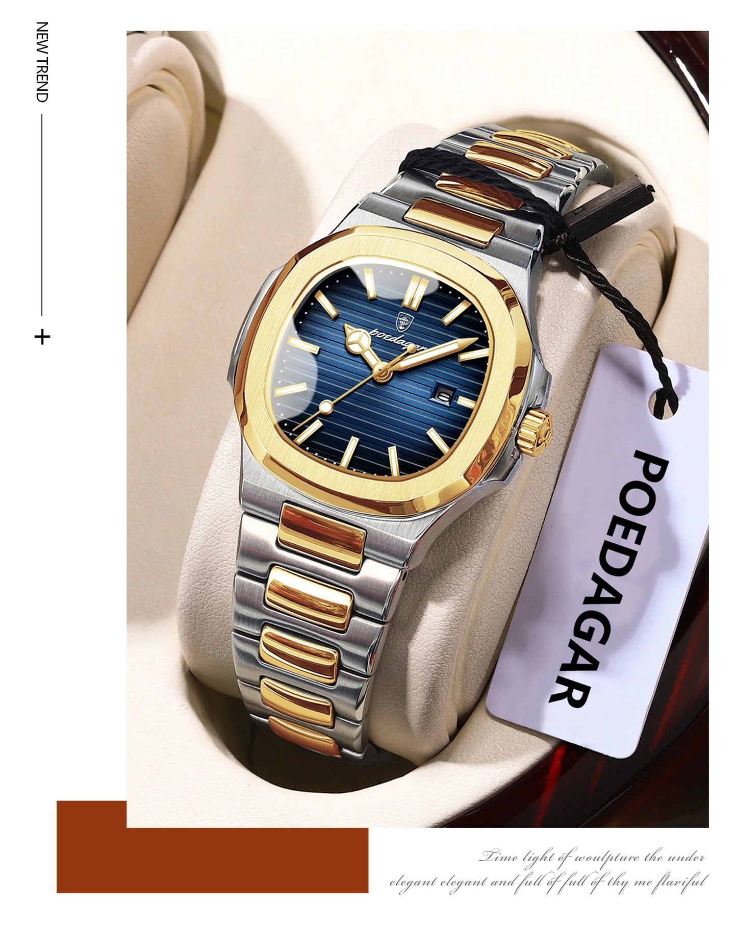 POEDAGAR Original Trendy Women's Watches Waterproof Luminous Date Ladies Wristwatch Stainless Steel Quartz Watch For Woman Reloj