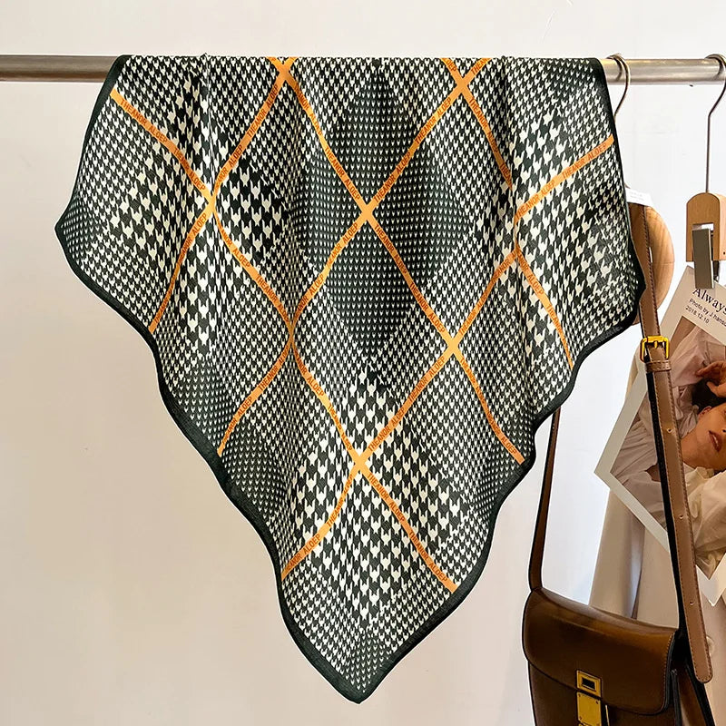 Fashion 70cm Cotton Square Scarf Women Floral Print Design Bandanas Lady Scarves Headband Accessories Handkerchief Hair QME173-01 65x65cm