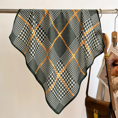 Fashion 70cm Cotton Square Scarf Women Floral Print Design Bandanas Lady Scarves Headband Accessories Handkerchief Hair QME173-01 65x65cm