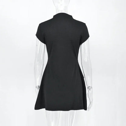 ALTGOTH Emo fashion sexy Mini Dress Women Streetwear Maxi Casual Elegant Party Basic Dresses 2024 New Alt Solid Casual Clubwear